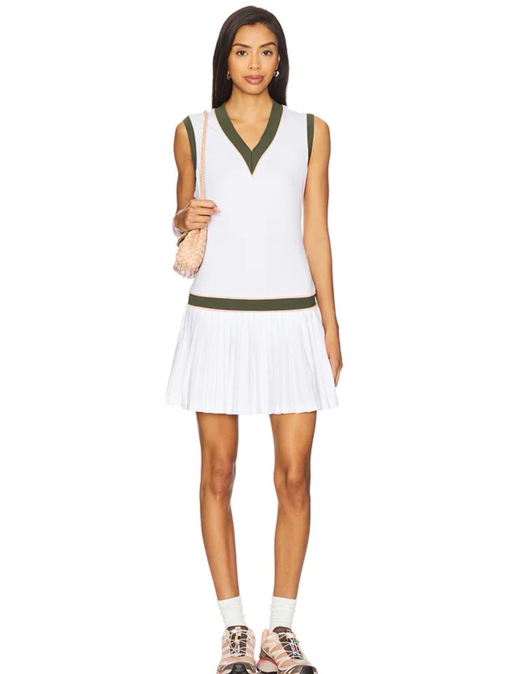 Varley Jouri Court Dress 32.5 White Deep Ivy Size S Tennis